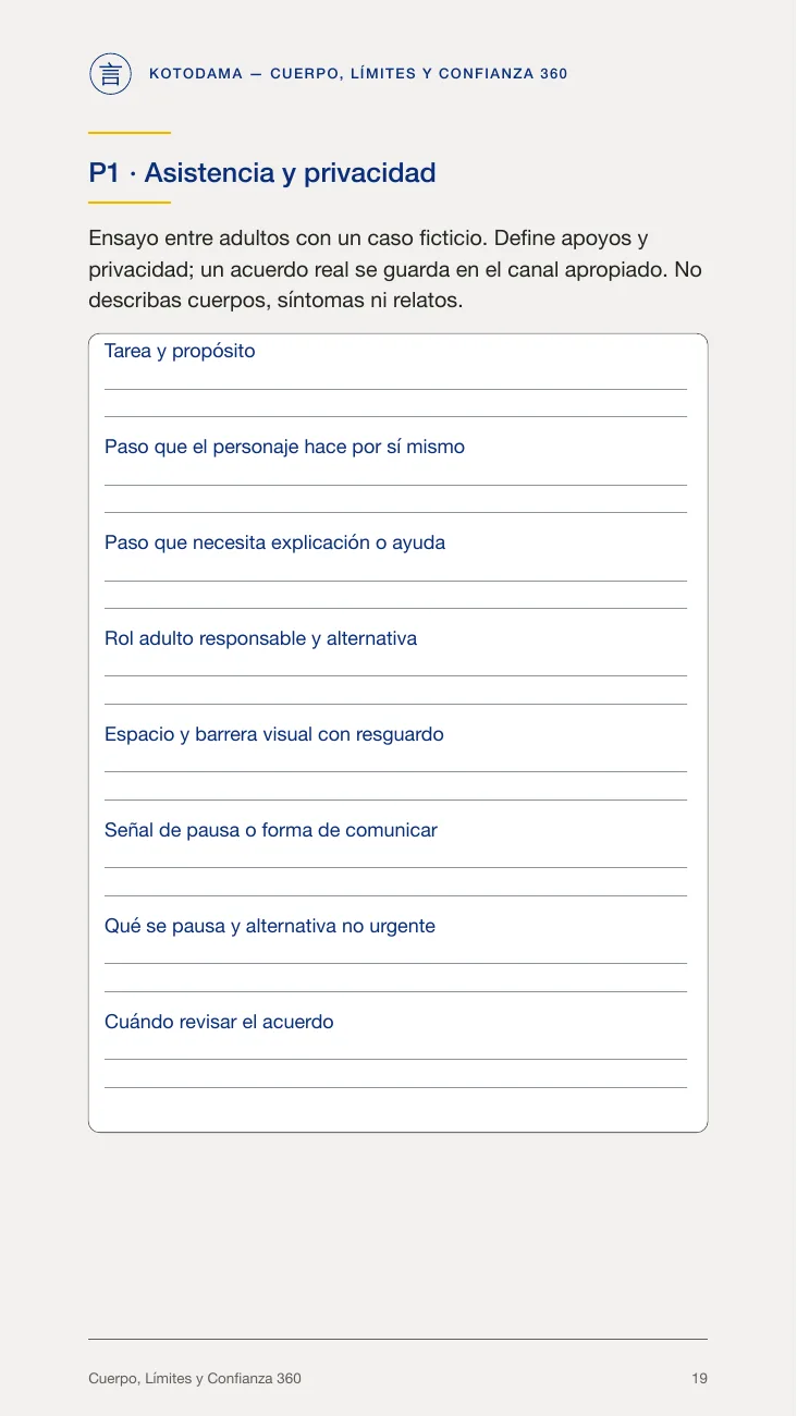 Página real del cuaderno imprimible de Cuerpo, Límites y Confianza 360.