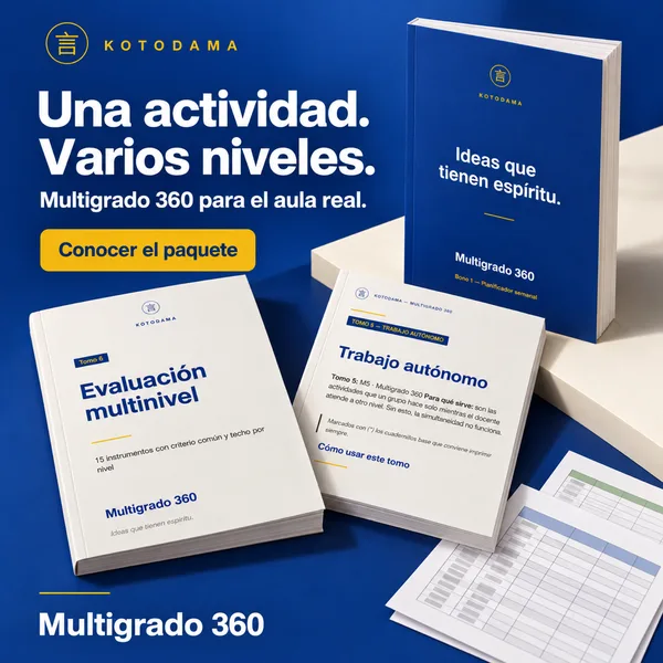 Mockup de Multigrado 360 con secuencias, trabajo autónomo y evaluación multinivel.