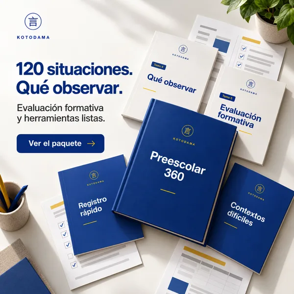 Mockup de Preescolar 360 con situaciones, observación y evaluación formativa.
