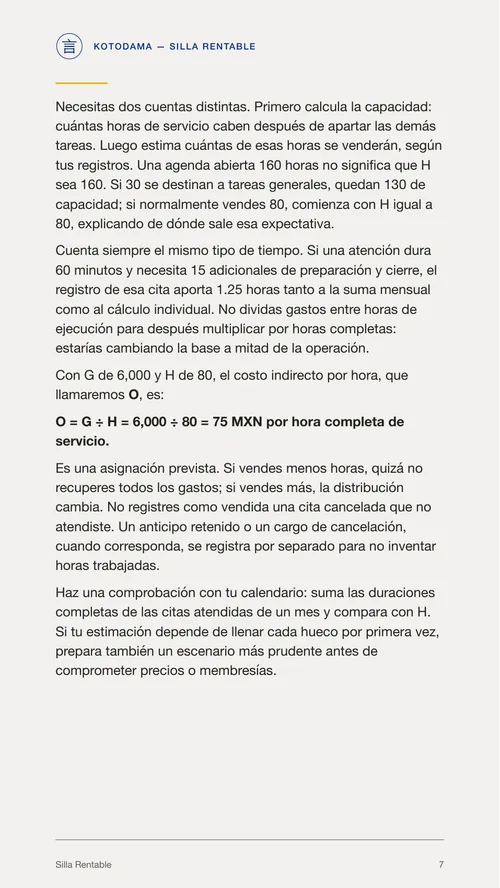 Silla Rentable · Pon a prueba tus supuestos