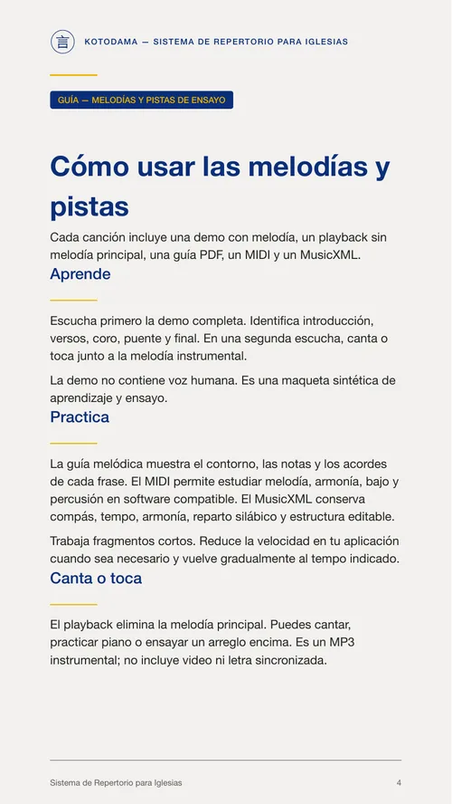 Melodías y pistas de ensayo
