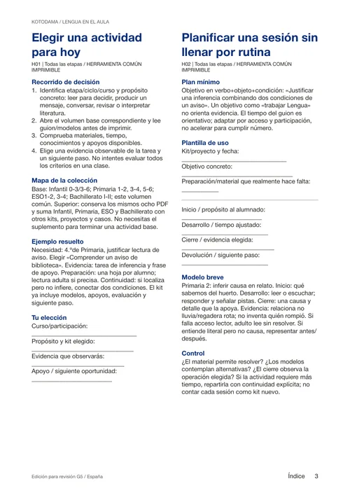 Elegir y preparar una actividad