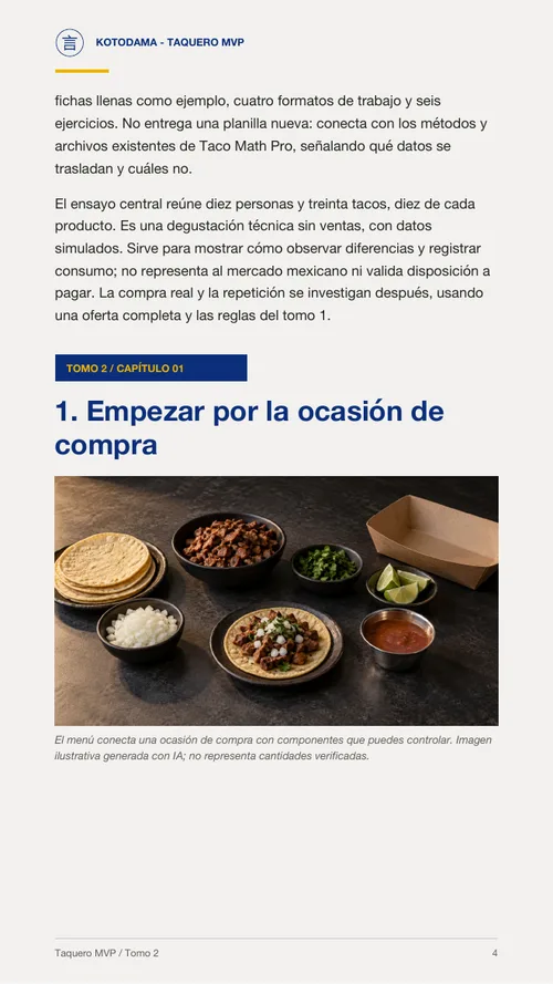 Taquero MVP · menú y producción