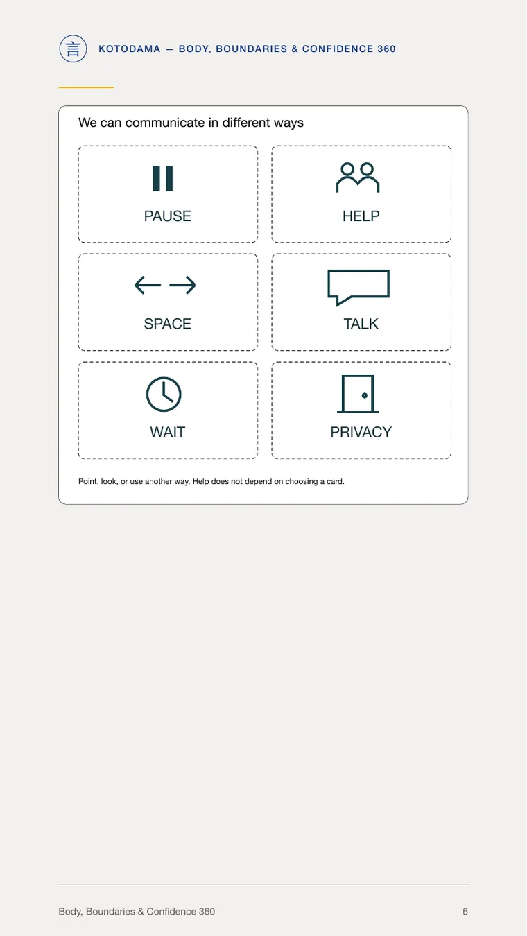 A real printable communication-card page from the U.S. workbook.